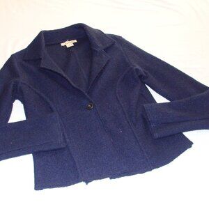 FP FREE PEOPLE Dark Blue Long Sleeve 100% MERINO WOOL Cardigan Jacket Sz M